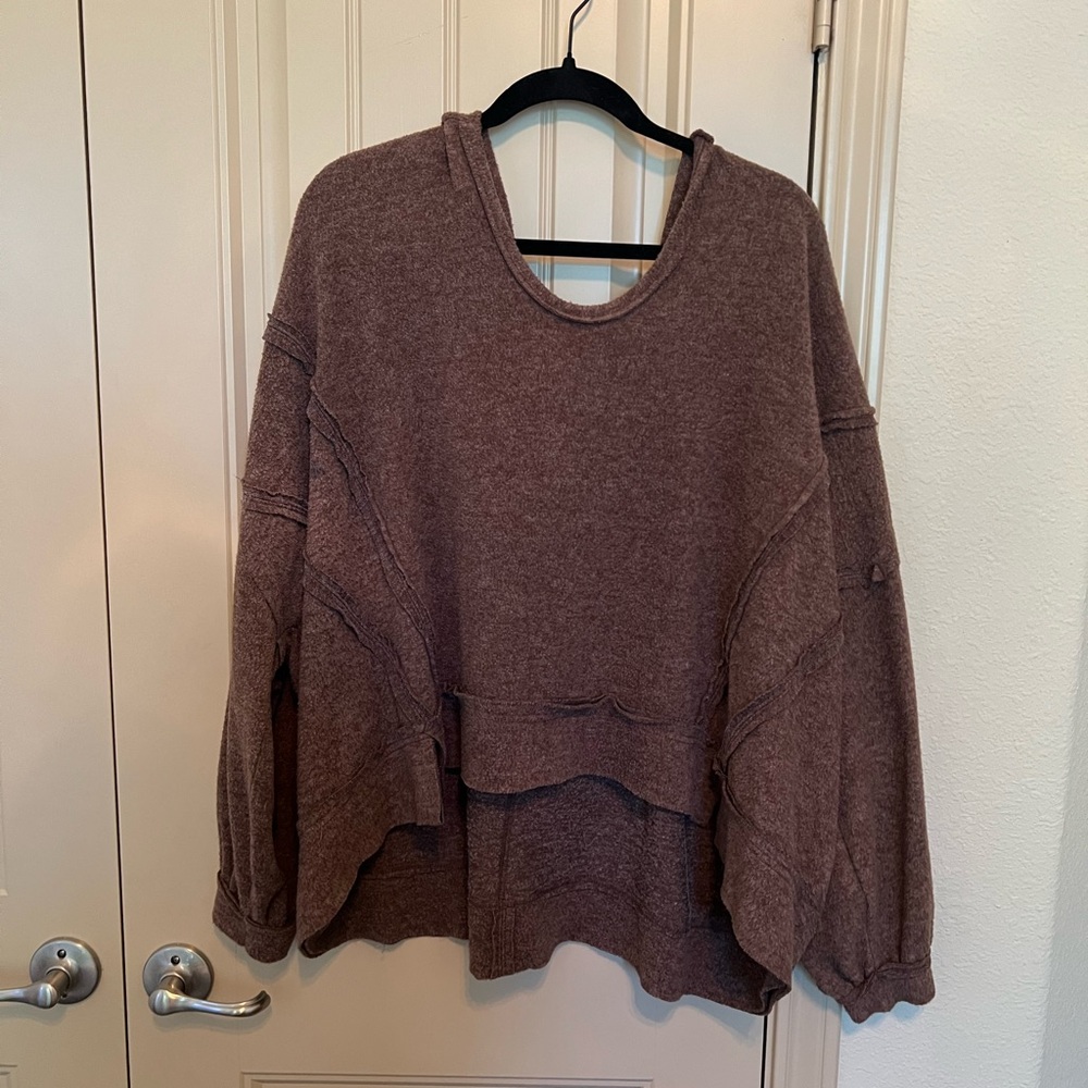 Zenana Outfitters Soft Brown Knit Top
